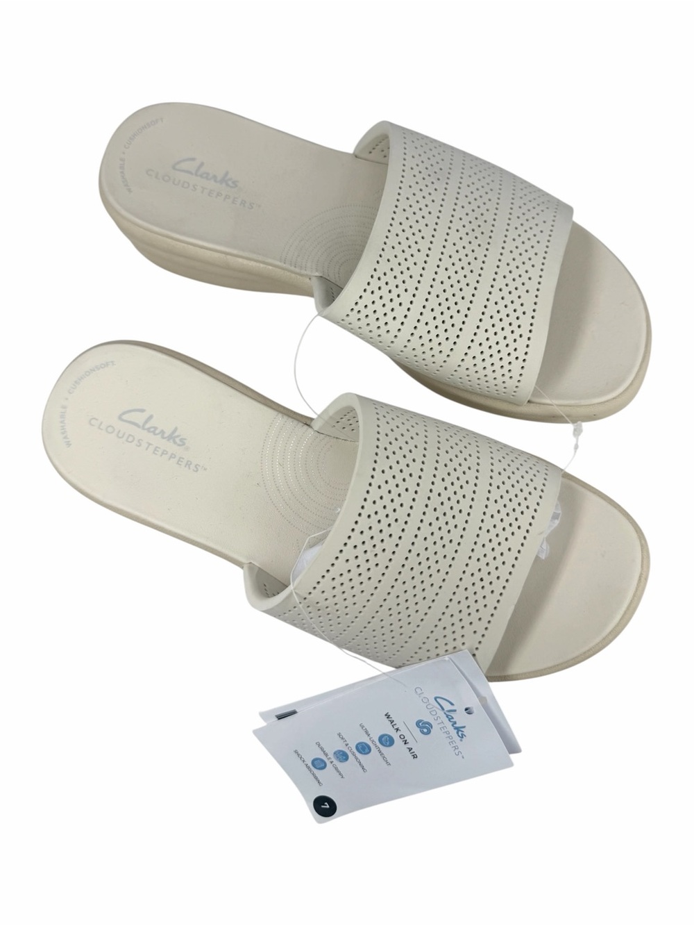 Clarks Cloudsteppers Drift Twist Slip-On Flat Sandals Cream Size 7M